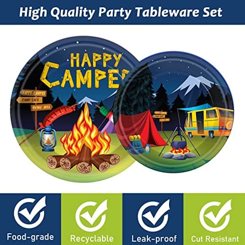 Camping Party Tableware Set for Boys - 96 Pcs
