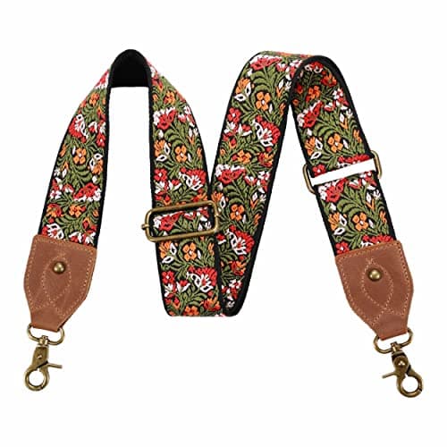 Nefelibata Purse Strap: Adjustable Leather Shoulder Replacement — Pastoral Flower