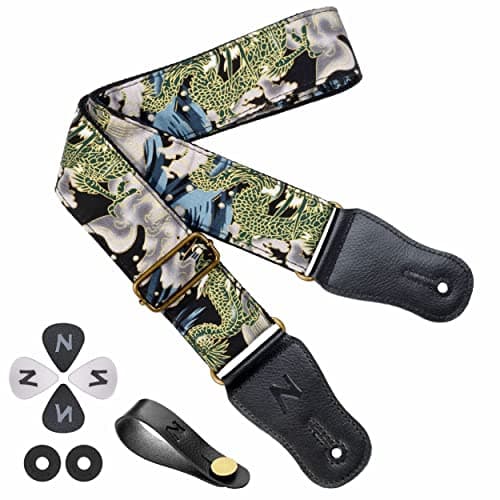 Cotton Guitar Strap for Acoustic Guitar and Ukulele with Accessories — W#dragon Pattern