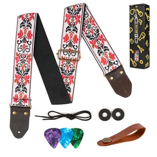 Jacquard Embroidered Cotton Guitar Straps for Acoustic Guitars with Real Leather Ends
| Real Leather Ends Jacquard Embroidered Cotton Guitar Straps for Acoustic Guitars
| Acoustic Guitars Premium Jacquard Embroidered Cotton Guitar Straps with Leathe 