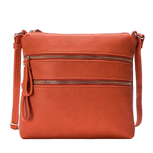 Solene Small Multi-Zip Pocket Crossbody Travel Purse — Brunt Orange