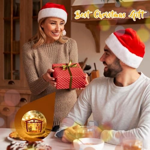 Nefelibata LED Nativity Glass Balls - Battery-Powered Christmas Table Decorations (2PC)