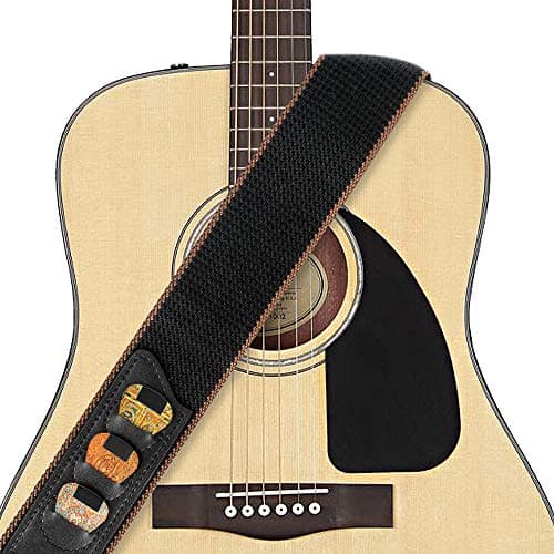 BestSounds Soft Cotton Guitar Straps with 3 Pick Holders