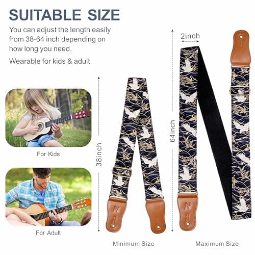 Cotton Guitar Strap with Accessories for Acoustic Guitar and Ukulele