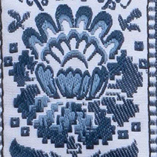 KLIQ Vintage Woven Guitar Strap for Acoustic & Electric Guitars — Flower Blue & White Sunburst