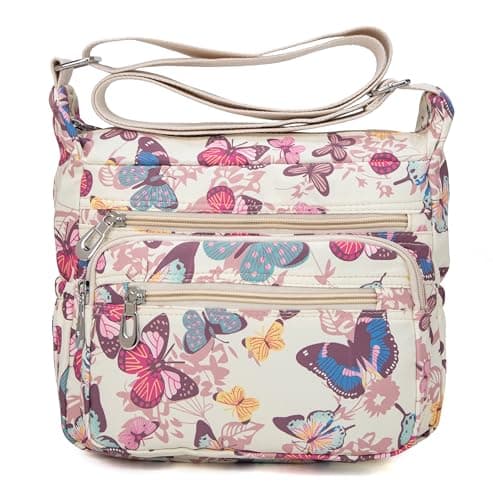 Nawoshow Nylon Floral Multi-Pocket Crossbody Travel Bag for Women — T09-butterfly