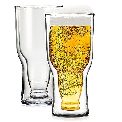 Double Wall Insulated Tritan Beer Cups - 2 Set, 17 oz, Shatterproof, Pub Mug, PicnicReusable