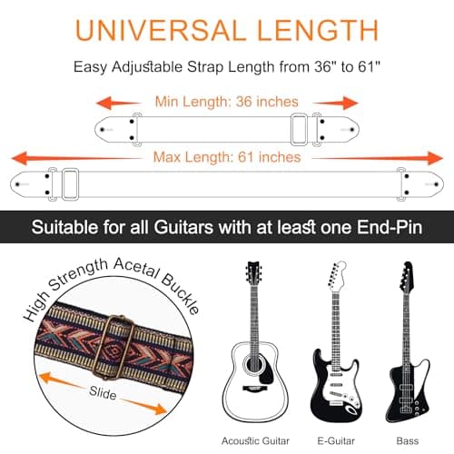 Comfortable Guitar Straps with Crazy Horse Leather Ends and Strap Button for Electric and Acoustic Guitars
| Premium Crazy Horse Leather Ends Guitar Straps with Button for Electric & Acoustic Bass
| Comfortable and Durable Crazy Horse Leather Ends G
