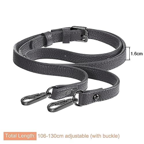 Uxcell Purse Strap, Grey, 41-51" Long, Adjustable Leather Crossbody Shoulder Strap