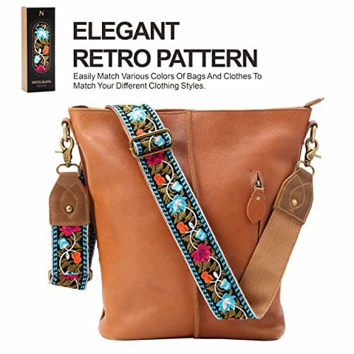 Nefelibata Purse Strap - Wide Leather Shoulder Strap with Embroidery
