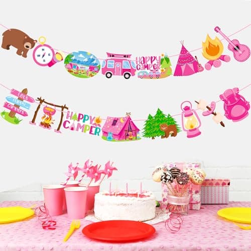 Happy Camper Birthday Party Banner Decoration 2Pcs