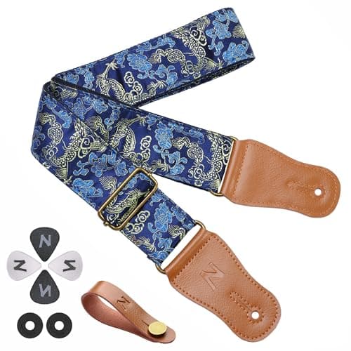 Cotton Guitar Strap for Acoustic Guitar and Ukulele with Accessories — Golden Dragon