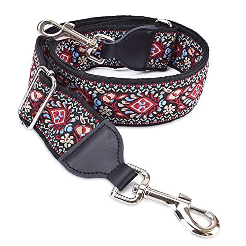 CloudMusic Handbag Crossbody Strap with Silver Clips — Red Pattern