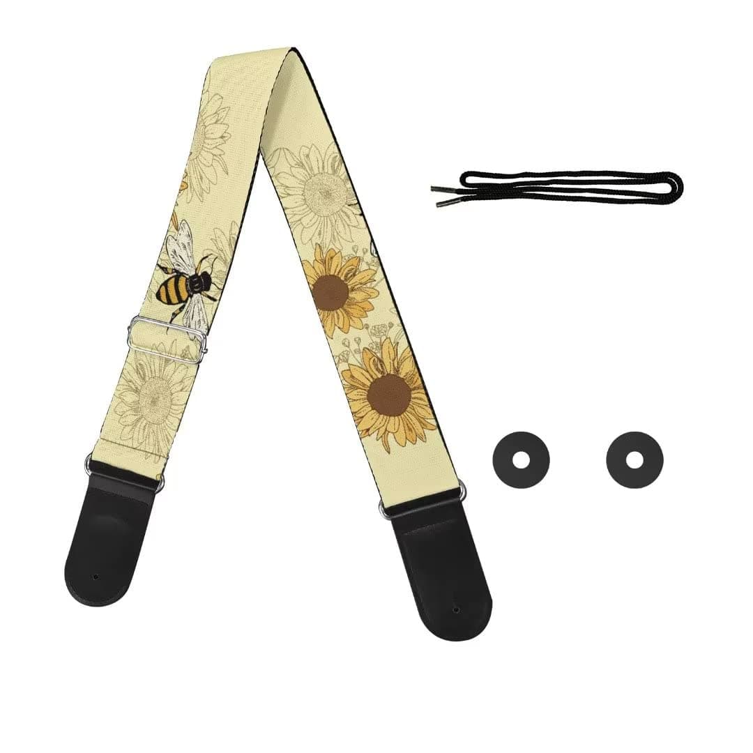 GLENLCWE Boston Terrier Print Guitar Strap for Acoustic & Electric Bass Guitars