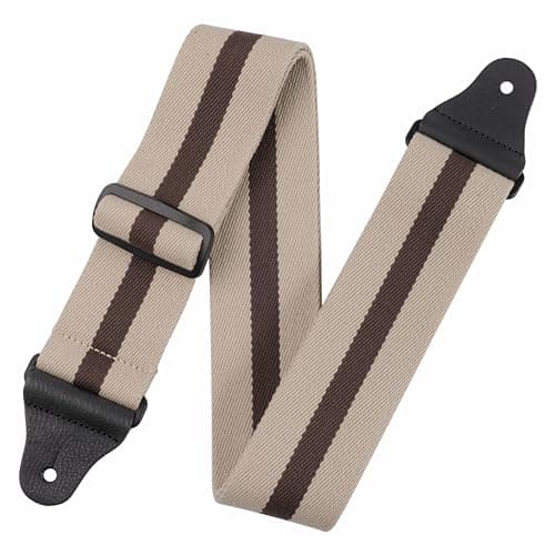 Nefelibata Christmas Green Guitar Strap with Leather Ends — Bc#-stripe Brown