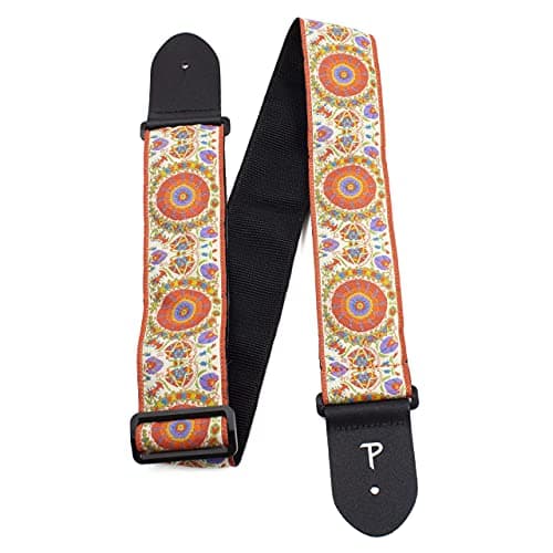 P Perri's Leathers Ltd. Jacquard Collection Guitar Strap — Orange