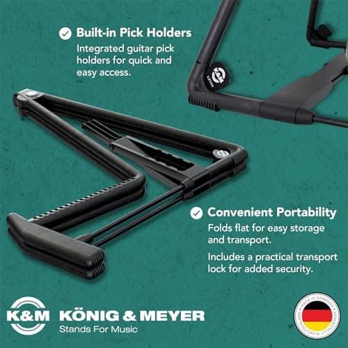 K&M Heli 2 Guitar Stand - Black - Sturdy A-Frame Stand