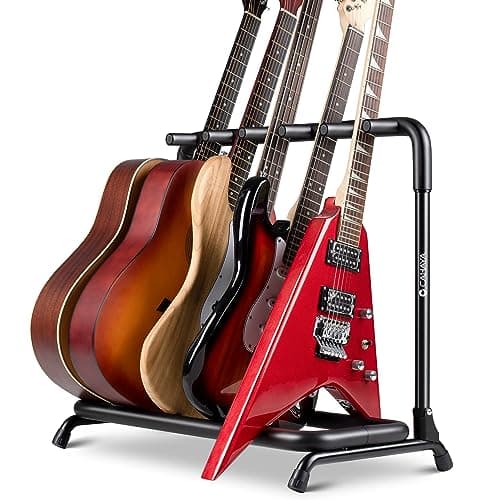 CAHAYA Multi Guitar Rack: 3 Holder Stand for Classical, Acoustic & Electric Guitars & Bass CY0344 — 5 Guitars