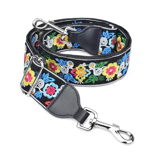 CloudMusic Handbag Crossbody Strap with Silver Clips — Cheerful Flowers