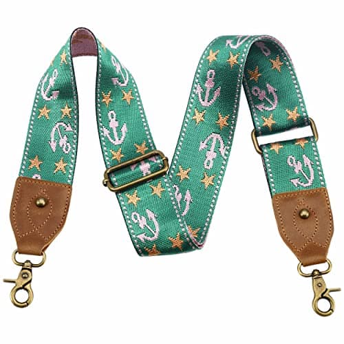 Nefelibata Purse Strap - Wide Leather Shoulder Strap with Embroidery — Embroidered Green