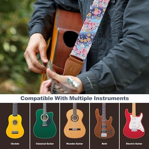 Cotton Guitar Strap Kit for Acoustic Guitar and Ukulele