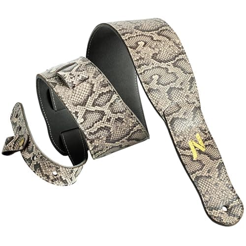 Nefelibata Chocolate Brown 3-Inch Guitar Strap with Foam Padding & Cable Loop — Gray