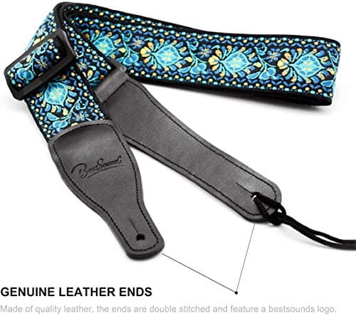 Jacquard Embroidered Cotton Guitar Strap for Bass, Electric & Acoustic Guitars