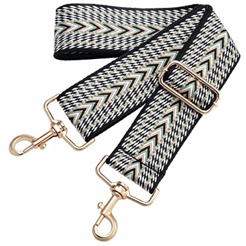 Nefelibata Adjustable 2 Purse Strap - Multi-Pattern Crossbody Replacement — C#-green Embroidery