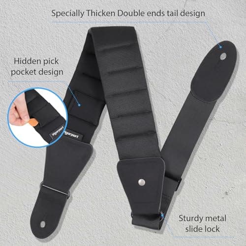 Vigorport Thick Padded Guitar Strap with Hidden Pick Holder