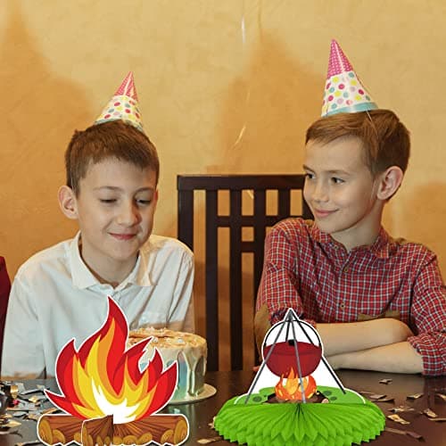 Camping Party Decorations Honeycomb Centerpieces Bears Tent Cake Toppers
