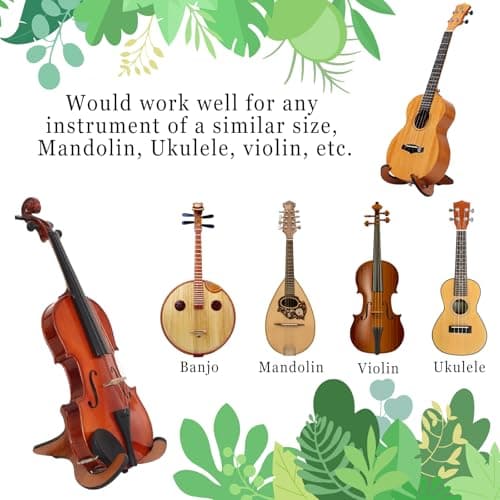 Ohlove Portable Wooden Stand for Violin, Ukulele, Mandolins, and Banjos