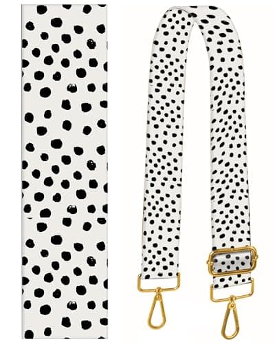 BeauBeast 2" Wide Adjustable Gold Buckle Crossbody Bag Strap — Polka Dots