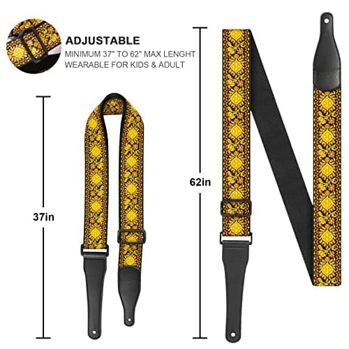 Jacquard Embroidered Cotton Guitar Strap with Genuine Leather Ends for Bass, Acoustic, and Electric Guitars
| Genuine Leather Ends Jacquard Embroidered Cotton Guitar Strap for Bass, Acoustic, and Electric Guitars
| Jacquard Embroidered Cotton and Ge