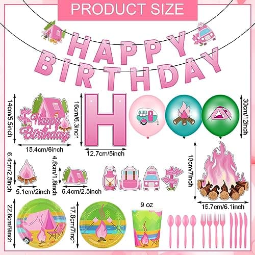 154 Pcs Camping Girl Party Decor Set