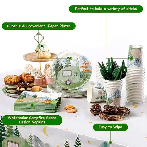 20-Person Camping Party Tableware Set for Kids Forest Adventure Theme