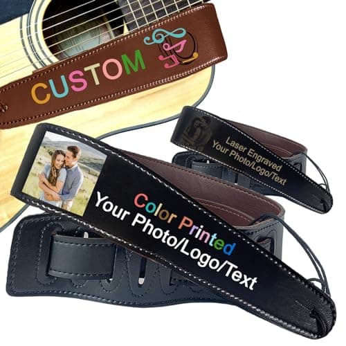 Personalized Leather Guitar Strap with Name/Logo Engraving - for Guitarists