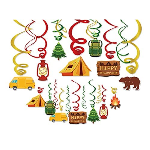 30 Piece Happer Camper Camping Birthday Party Hanging Decorations