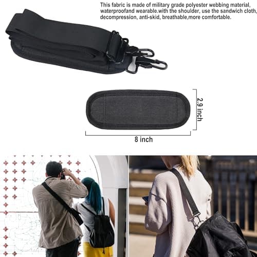 BOOEUDI 56-inch Thick Soft Adjustable Shoulder Strap, Black