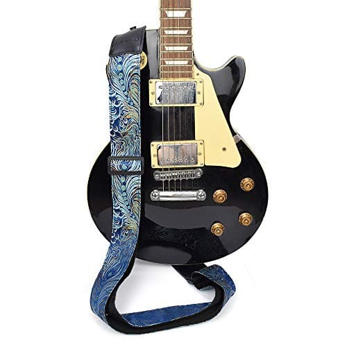 CloudMusic Acoustic Electric Guitar Strap Blue Vintage Floral