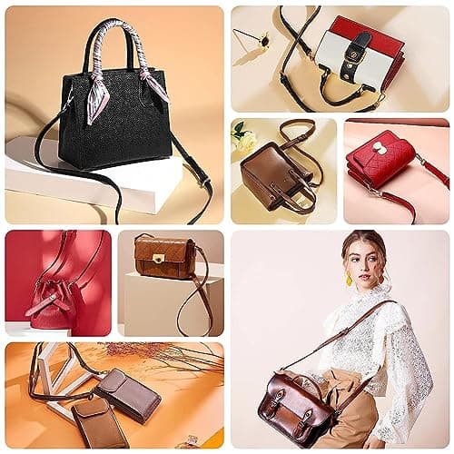 PandaHall 5 Color Cross Body Purse Strap, Adjustable Leather Handles with Platinum Buckles