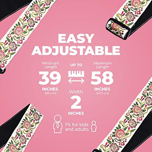 Adjustable Jacquard Guitar Strap for Acoustic/Bass/Electric Guitars - Made in Canada
