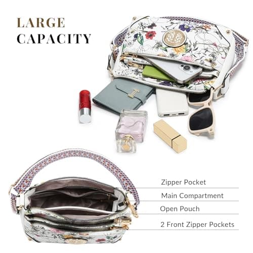 Trendy Dasein Crossbody Purse for Women with Multi Pockets and Guitar Strap