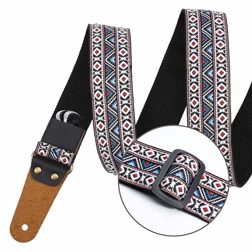 Nefelibata Guitar Strap with Hidden Pocket for Bass, Electric, and Acoustic Guitars