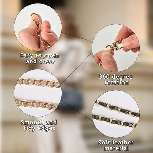 Sankoly 2-Pack Cross-Body Bag Iron Chain Strap, 47" Long