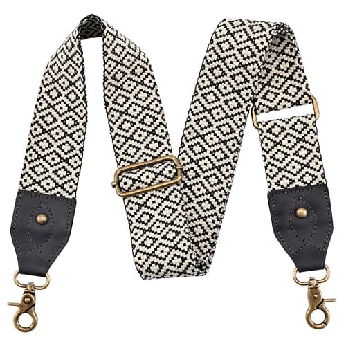 Nefelibata Retro Jacquard Embroidery Crossbody Bag Strap - Adjustable, Vintage Florals — Leather Small Diamond Plaid