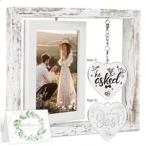 Personalized Mr & Mrs Rotating Floating Picture Frame 4x6 — He asked she said yes