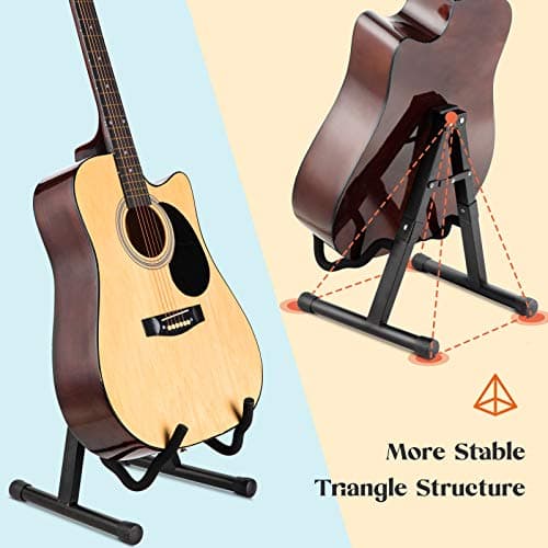 CAHAYA Folding Metal Guitar Stand CY0251 for Acoustic, Classical, Electric & Bass Guitars