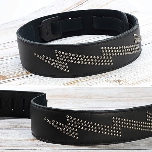 Nefelibata Full Grain Leather Guitar Strap with Lightning Silver Rivets