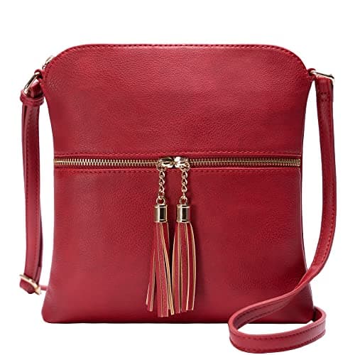 Solene Women's Lightweight Tassel Crossbody Purse, Perfect Daily and Travel Bag — Red5