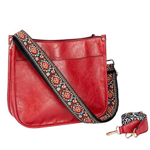 Erideno Vegan Leather Crossbody Bag for Women — Red